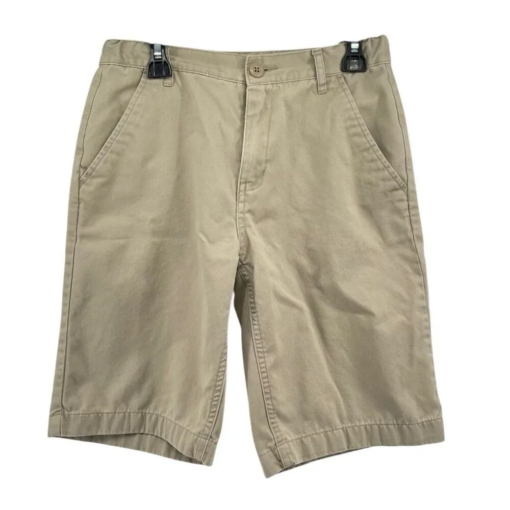 Old Navy Boys Rolled Oats Khaki Uniform Chino Shorts Size 12, Adjustable Waist